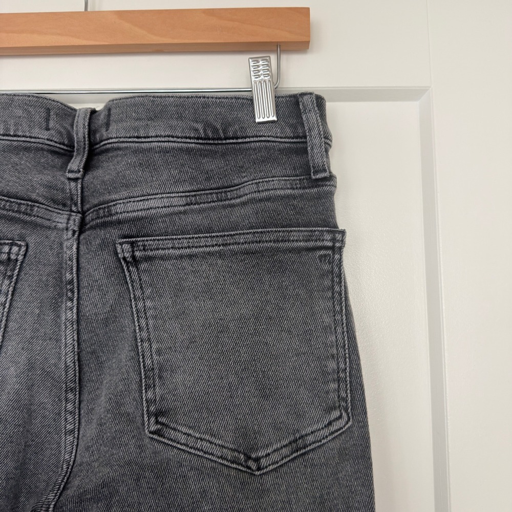 Madewell High Rise Flare Jeans Washed Black Raw Hem Side Slit Denim Pants